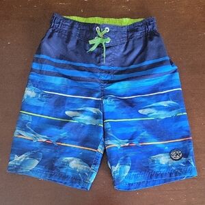 ZeroXposur Blue Shark-Graphic Swim Trunks
